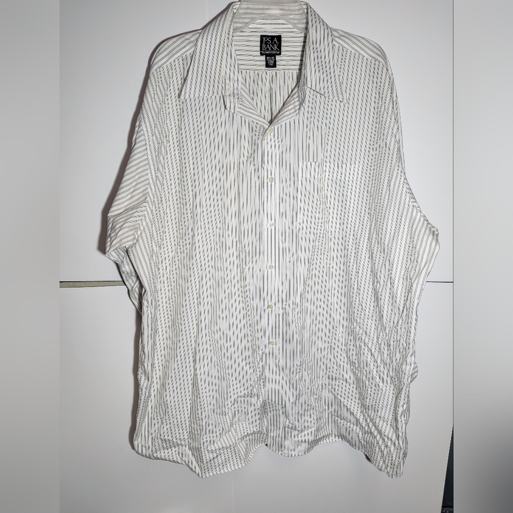Jos. A. Bank Gray Striped Casual Button Down Shirt Size 2XL